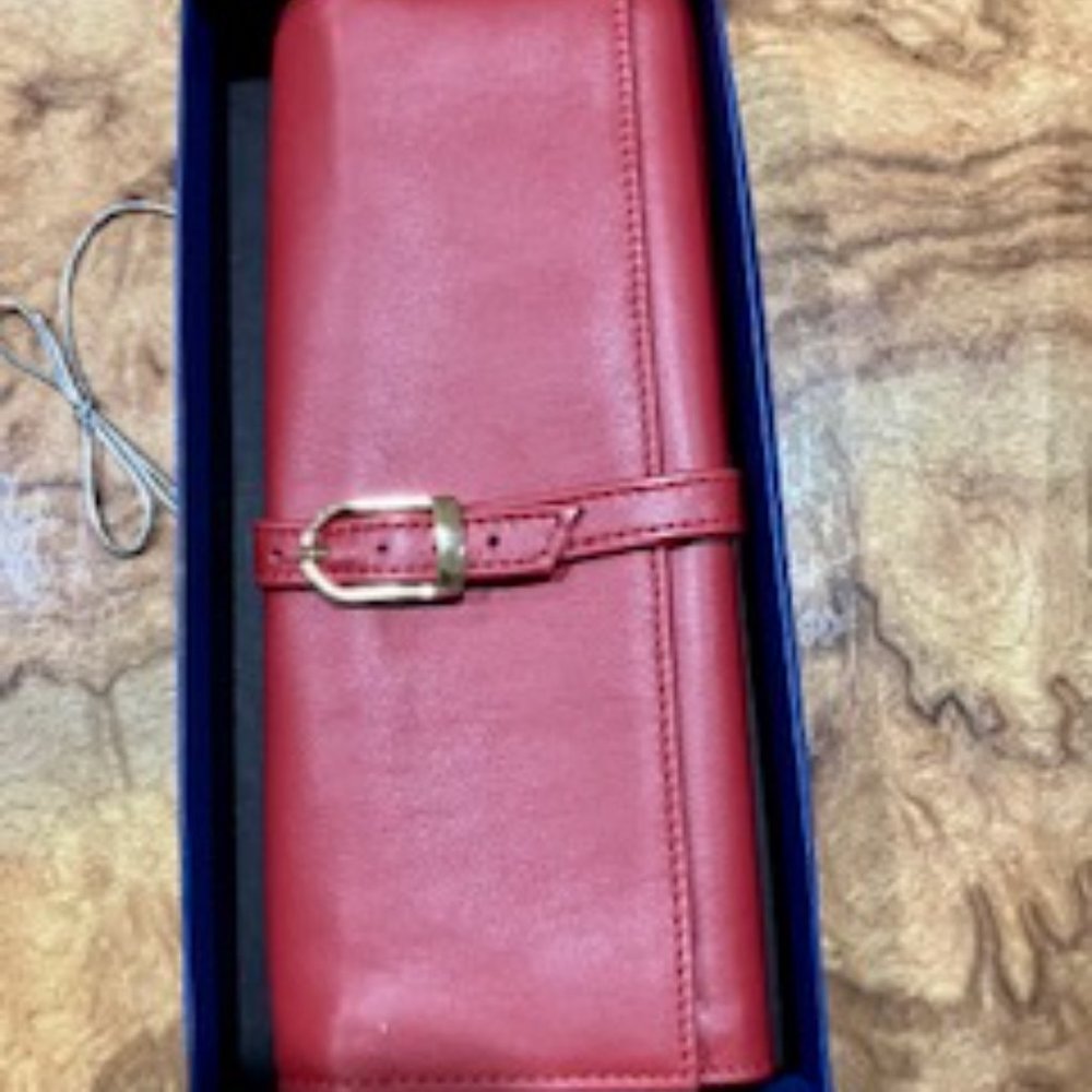 Royce suede-lined red jewelry roll